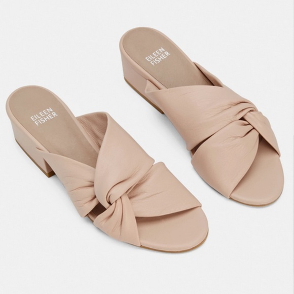 New! Eileen Fisher Petula Washed Leather Slide in Egg Shell Sz 5 (New In Box) - Picture 1 of 3